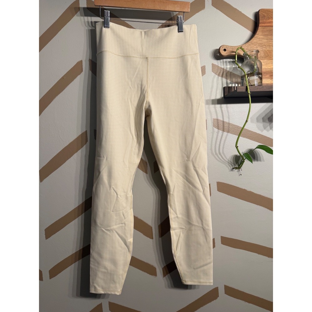 Vuori Leggings Women Large Cream White Herringbone High Rise VW4337